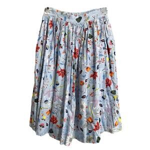 Dapper Day First Frost Retro Twee Circle Skirt Small Blue Floral Pin Up Girl